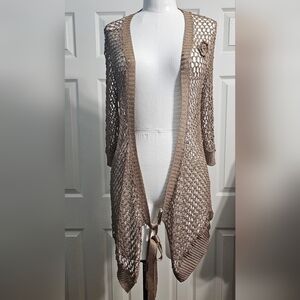 NWT Bisou Bisou Crochet Gold Mesh Cardigan Medium